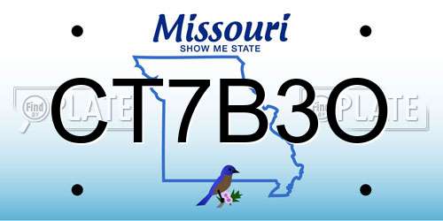CT7B3O Missouri License Plate