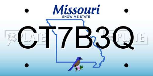 CT7B3Q Missouri License Plate