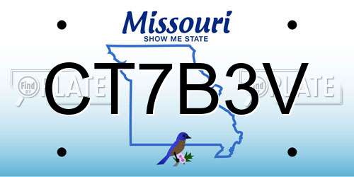 CT7B3V Missouri License Plate