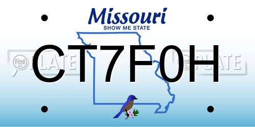 CT7F0H Missouri License Plate