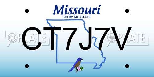 CT7J7V Missouri License Plate