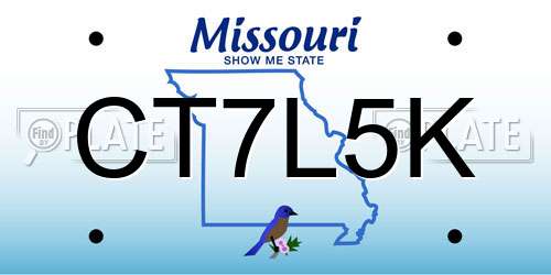 CT7L5K Missouri License Plate