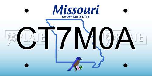 CT7M0A Missouri License Plate