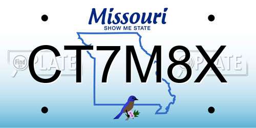 CT7M8X Missouri License Plate