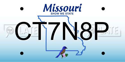 CT7N8P Missouri License Plate