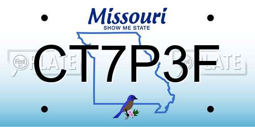 CT7P3F Missouri License Plate