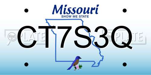 CT7S3Q Missouri License Plate