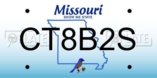CT8B2S Missouri License Plate