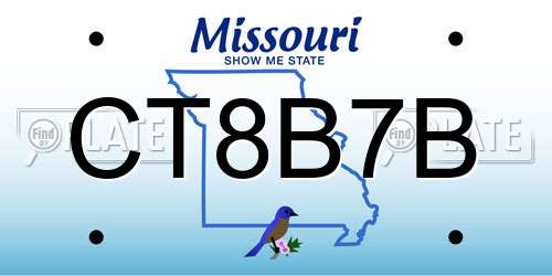 CT8B7B Missouri License Plate