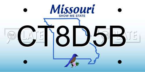CT8D5B Missouri License Plate