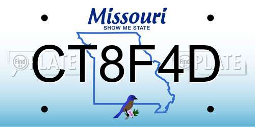 CT8F4D Missouri License Plate
