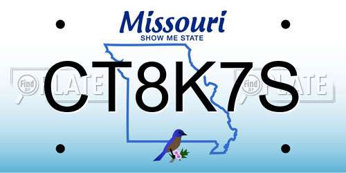 CT8K7S Missouri License Plate