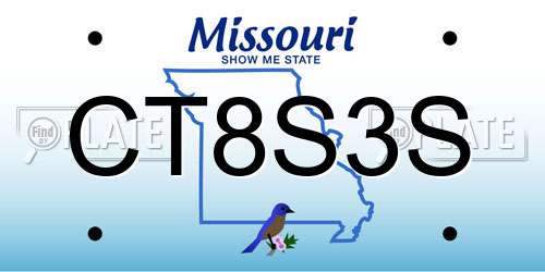 CT8S3S Missouri License Plate