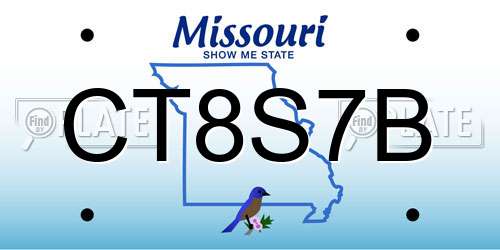 CT8S7B Missouri License Plate