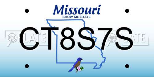 CT8S7S Missouri License Plate