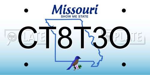 CT8T3O Missouri License Plate