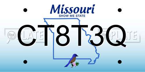 CT8T3Q Missouri License Plate