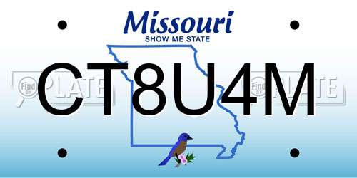 CT8U4M Missouri License Plate