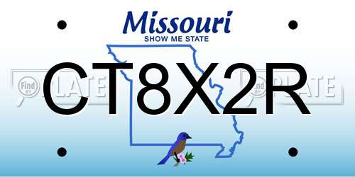 CT8X2R Missouri License Plate