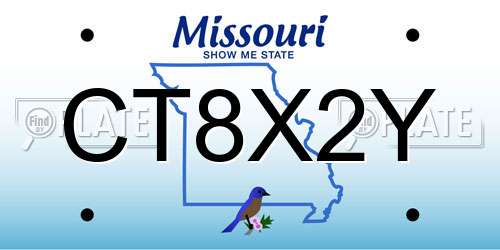 CT8X2Y Missouri License Plate