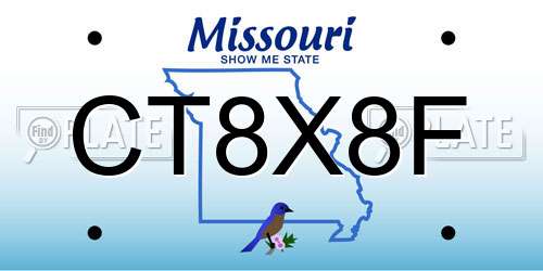 CT8X8F Missouri License Plate