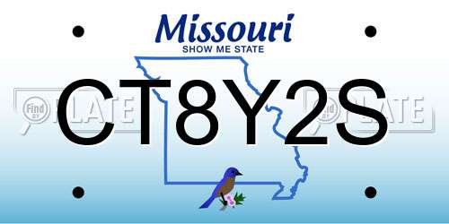 CT8Y2S Missouri License Plate