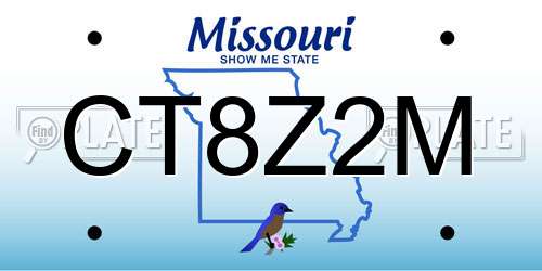 CT8Z2M Missouri License Plate