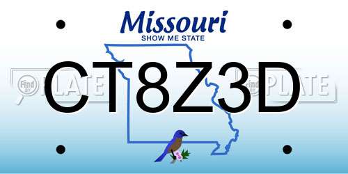 CT8Z3D Missouri License Plate