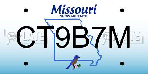 CT9B7M Missouri License Plate