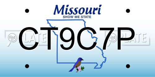 CT9C7P Missouri License Plate