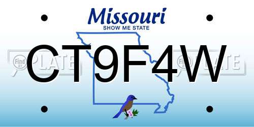 CT9F4W Missouri License Plate