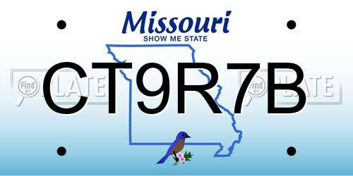 CT9R7B Missouri License Plate