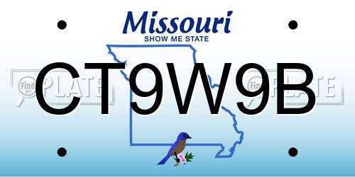 CT9W9B Missouri License Plate