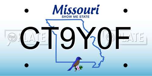 CT9Y0F Missouri License Plate