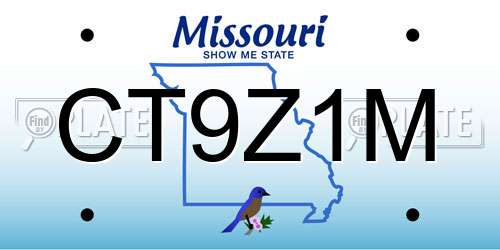 CT9Z1M Missouri License Plate