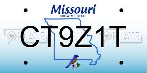 CT9Z1T Missouri License Plate