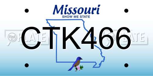 CTK466 Missouri License Plate