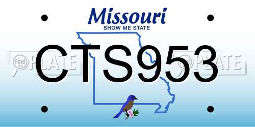 CTS953 Missouri License Plate