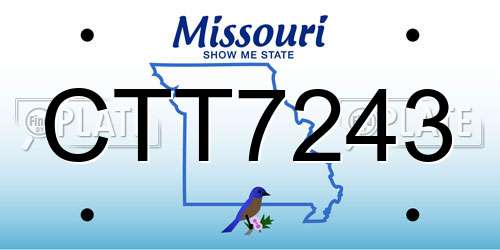 CTT7243 Missouri License Plate
