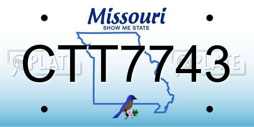 CTT7743 Missouri License Plate