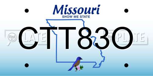 CTT83O Missouri License Plate