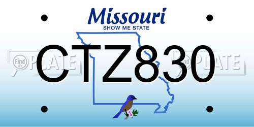 CTZ830 Missouri License Plate