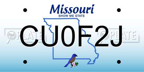 CU0F2J Missouri License Plate