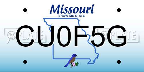 CU0F5G Missouri License Plate