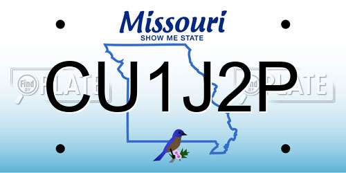 CU1J2P Missouri License Plate