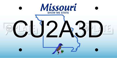 CU2A3D Missouri License Plate