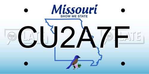 CU2A7F Missouri License Plate