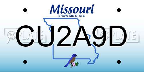 CU2A9D Missouri License Plate