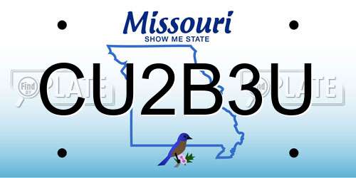 CU2B3U Missouri License Plate