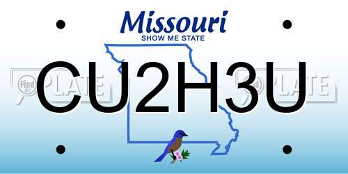 CU2H3U Missouri License Plate